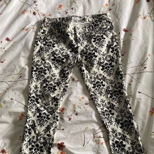 Free People Printed Denim Cropped Pants